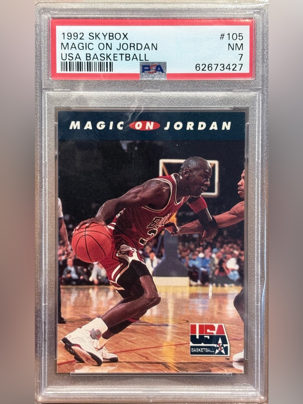1992 'Magic On Jordan' USA Basketball Trading Card PSA 7 Graded